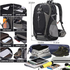 FENGDONG 50L Waterproof Lightweight Expandable Hiking,Camping,Travel Backpack with Shoes Compartment for Men Women Black