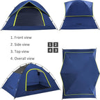 Vela Camping Tent for 2 Person, 4 Person, 6 Person - Waterproof Two Person Tents for Camping, Small Easy Up Tent for Family, Outdoor, Kids, Scouts in All Weather and All Season by Clostnature