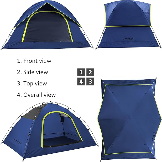 Vela Camping Tent for 2 Person, 4 Person, 6 Person - Waterproof Two Person Tents for Camping, Small Easy Up Tent for Family, Outdoor, Kids, Scouts in All Weather and All Season by Clostnature