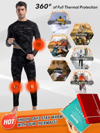 romision Thermal Underwear for Men Long Johns Fleece Lined Hunting Gear Bottom Top Set Base Layer for Cold Weather Gift