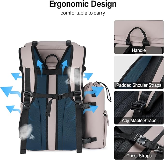 Backpack Cooler, 40 Cans Soft Leak Proof Picnic Backpack, Hanke Portable 2 Insulated Compartments Cooler Backpack Water Resistant for Lunch Beach Travel Camping Picnic Hiking (Grey)