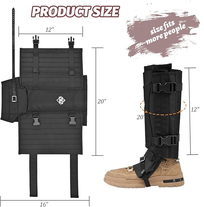 ZHZ Snake Gaiters Durable Waterproof Snake Chaps Lower Legs Protection,Snake Guards with Adjustable Size for Men & Women,Used for Hunting,Hiking and Farm Work