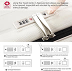 Hanke 20 Inch Carry On Luggage with Wheels PC Hard Shell Suitcase Top Opening Aluminum Frame Travel Luggage Suitcases for Woman Men Gifts.(Ivory White)