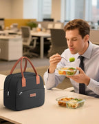 HOTOR Lunch Bag for Women & Men - Wear-Resistant Insulated Lunch Box with Large Capacity, Multi-Functional Cooler Bag for Office, Picnic, Black, 10L,10.60" x 5.90" x 9.50"
