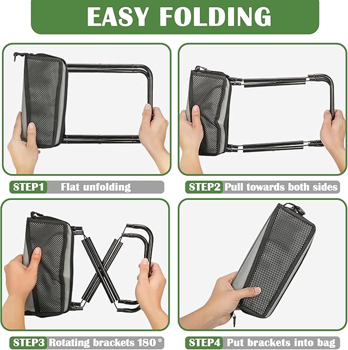 Camping Stool Pocket Chair, Lightweight Portable Stool with Shoulder Strap, Capacity 220lbs for Adults Outdoor Hiking Fishing Travel-Large Grey