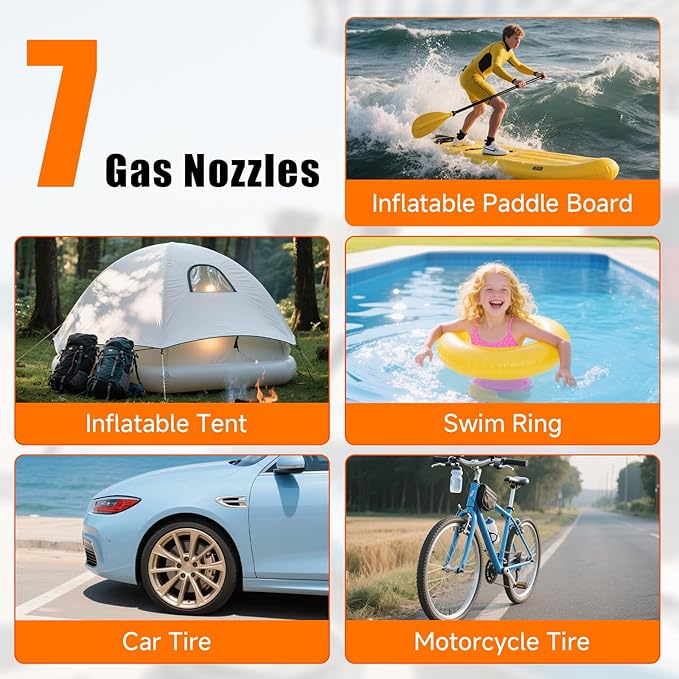 Electric Paddle Board Pump, 50PSI High Pressure Portable SUP Air Pump with Auto-Off and Deflation Function, 12V DC Car Connector for Stand Up Paddle Boards, Car Tires, Boats, Kayaks