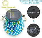 2 Pack Mosaic Blue & Red Solar Lanterns, Outdoor Glass Hanging Lights, Waterproof, Solar Table Lamps, Christmas Gifts for Women Mom Grandma, Night Lights, Decoration for Garden, Patio, Outdoor Decor