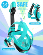 Greatever G2 Full Face Snorkel Mask with Latest Dry Top System,Foldable 180 Degree Panoramic View Snorkeling Mask with Camera Mount,Safe Breathing,Anti-Leak&Anti-Fog