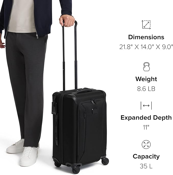 TUMI - Aerotour 4 Wheel Expandable Luggage - Men's and Women's Lightweight Business and Leisure Travel Suitcase - 21.75" International Expandable Carry-On, Black