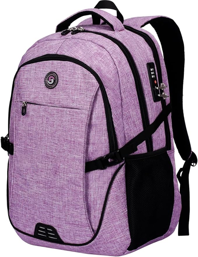 SHRRADOO Anti Theft Laptop Backpack Travel Backpacks with usb Charging Port for Women Men High School College Backpack Computer Bag Fits 17 Inch Laptop,Purple | Travel Backpacks, usb Charging Port, College Backpack, Computer Bag