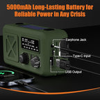 Emergency Radio Hand Crank Solar, 5000mAh/18500mWh Emergency Weather Radio, Solar Crank Radios with NOAA/AM/FM, Rechargeable Headlight, Thermal Blanket, Paracord Bracele, for Outdoor & Home