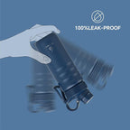 IDEUS Insulated Stainless Steel Water Bottle with 2 Leak-Proof Lids, Thermal Water Flask for Hiking Biking, 18oz, Navy Blue