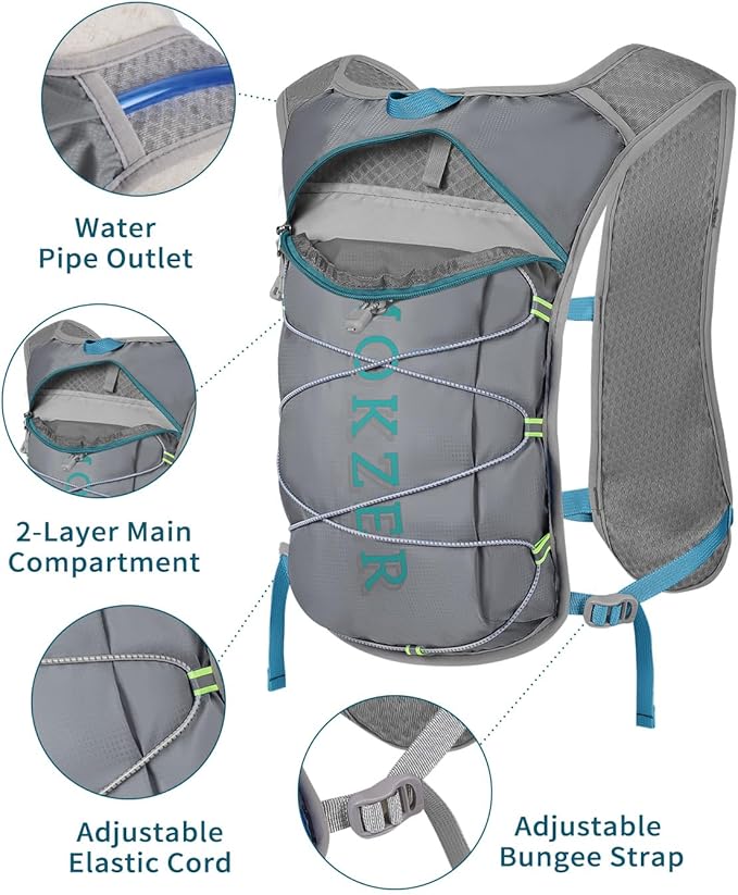 Running Hydration Vest with a 2L Water Bladder, Hydration Pack Lightweight Water Backpack for Running Hiking Cycling Marathon Trail for Men Women