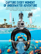 Zenoplige Full Face Snorkel Mask Adults,Dry-Top Snorkeling Gear with Camera Mount,Foldable 180-Degree Panoramic Scuba Mask for Snorkeling Diving Swimming Travel,Snorkel Mask Anti-Fog & Anti-Leak