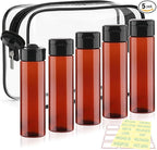 Cosywell 5 Pack Travel Bottles for Toiletries 3.4oz Shampoo Bottles TSA Approved Travel Size Containers Leak Proof Wide Mouth Squeeze Bottle for Lotion(Brown)