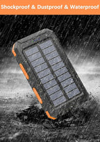 Solar Charger Power Bank - 36800mAh Solar Phone Charger, USB-C QC3.0 Fast Charger with LED Flashlight, IP65 Waterproof Portable Power Bank for Camping, Hiking Outdoor Activities