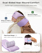 Dual-Sided Sleep Mask for Side Sleepers, Soundless Velcro, Bamboo Fiber & Milk Silk Eye Mask, Zero Pressure Sleeping Mask for Women & Men, Eye Relief Blindfold for Nap, Travel Essentials, Purple