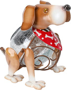 MUMTOP Solar Lanterns Outdoor Waterproof LED Crackle Glass Globe Solar Lights Decorative Dog Tabletop Lantern Metal Yard Art for Patio Garden Table Decor