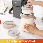 Adults Lunch Vacuum Soup Thermo For Hot Food with Inserts Stackable Bento Box Storage Container,Width Mouth Stainless Steel Portable Insulated Food Jar (white, 74 oz)