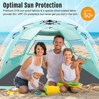 WhiteFang Deluxe Pop Up Beach Tent Sun Shade Shelter for 3-4/5-6 Person, UV Protection, Extendable Floor with 3 Ventilating Windows Plus Carrying Bag, Stakes, and Guy Lines