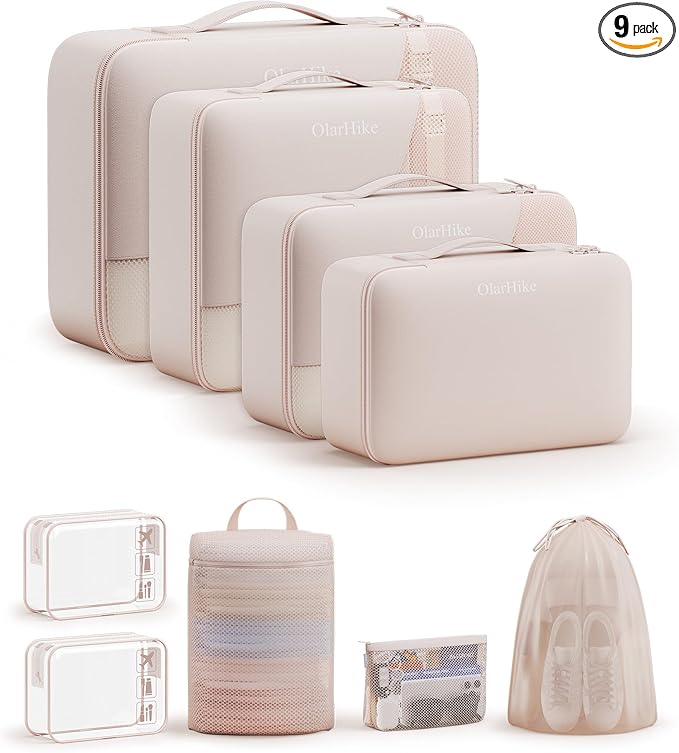 9 Set Packing Cubes for Travel, Gifts for Women Mom,Anti-Tearing Suitcase Organizer,OlarHike Vacation Essentials & Accessories for Cruise Ship
