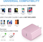 iPhone Fast Charger 3+3Pack 20W USB C Wall Charger with 6FT Fast Charging Cable Compatible with iPhone 14/13/12/11/Pro/Pro Max-Pink