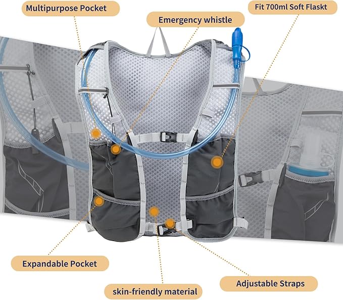 Lightweight Running Vest for Women and Men Hydration Backpack Pack with 1.5L Water Bladder Bag for Hiking Trail Running Gear Cycling Marathon