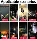 Portable Solar Flashlight LED Spotlight Side Floodlight Camping Lantern Emergency Household Lighting Rechargeable Via USB-C Interface Power Outage Emergency Light for Outdoor Hurricane