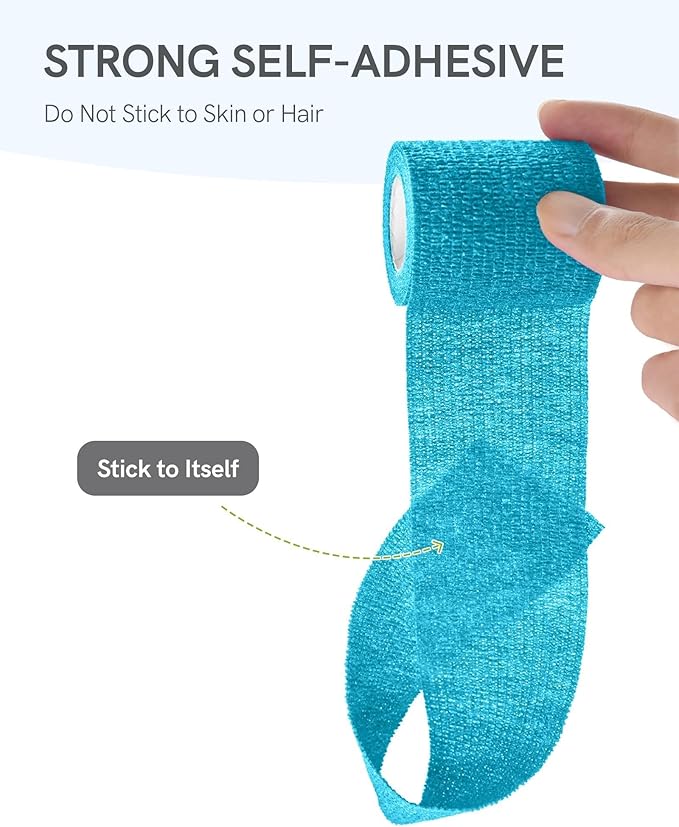 FriCARE Self Adhesive Bandage Wrap, Medical Tape in First Aid Kit, Cohesive Bandages for Wounds Sport Vet, 2 Inches X 5 Yards 6 Rolls, Vibrant