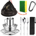 Scout Camping Mess Kit for Person 18/8 Stainless Steel Utensils Camping Dinnerware Kit Boy Scout Dishes Set Girl Scout Mess Kit with Mesh Bag Camping Cutlery Set for Travel Trip School Camp