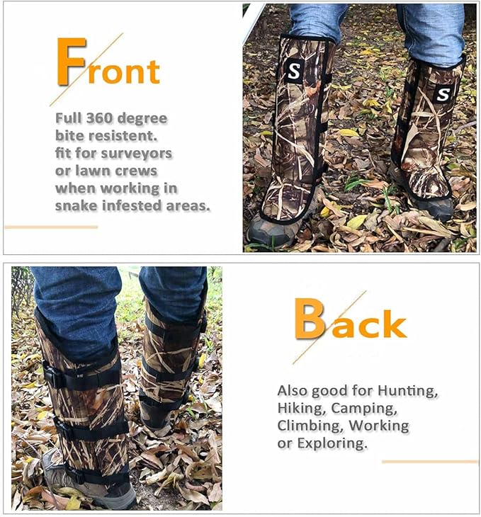 Snake Gaiters for Men & Women,Sturdy Snake Bite Proof Boots,Adjustable Snake Guards,Hiking Gaiters with Storage Pouch.