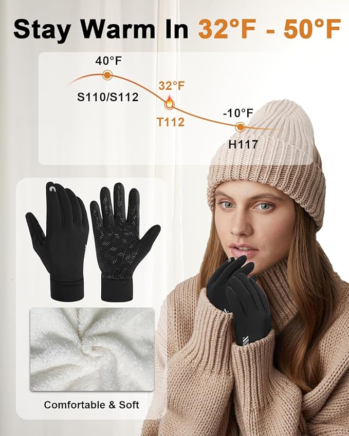 RIGWARL Upgraded Plush Gloves for Cold Weather, Women Men Winter Gloves for Late Fall and Early Winter, Warm Running Gifts