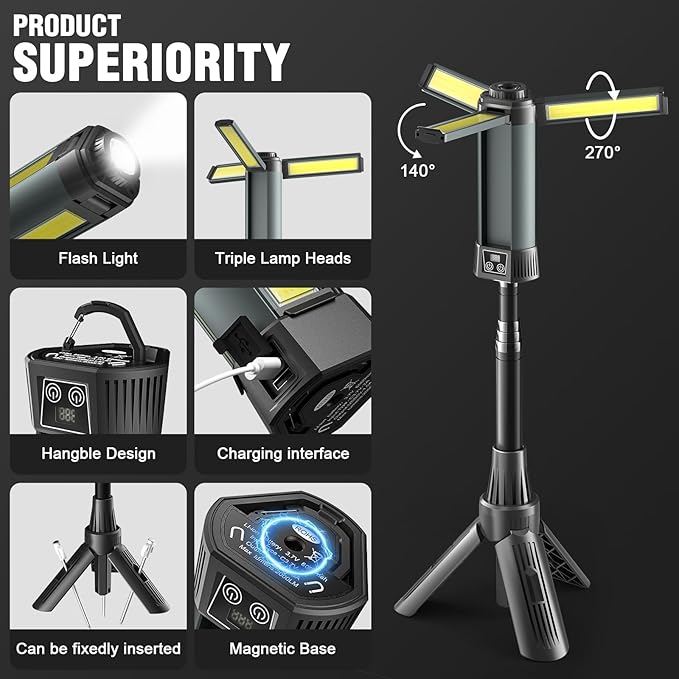 Camping Lantern Rechargeable-High Brightness LED Lantern Camping Essentials Lights-Portable Camp Lamp and Flashlight - Collapsible and scalable Camp Lights for Hiking,Camp,Emergency Lighting