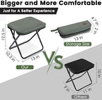 MOONCY Portable Stool, 13 Inch Small Folding Stool for Adults, Ultralight Green Camping Stools for Hiking and Fishing, Hold Up to 265 LBS