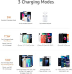 Amazon Basics 10W Qi Certified Wireless Charging Stand, for Phone 16/15/14/13/12/11/X, Samsung, and More, with USB Cable (No AC Adapter), Black