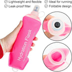 WILDREEDS 500ml Soft Flask, TPU Collapsible Soft Water Bottle for Hydration Pack, Running Vest, Folding Water Bottle for Hiking Cycling Climbing-1Pcs, Pink