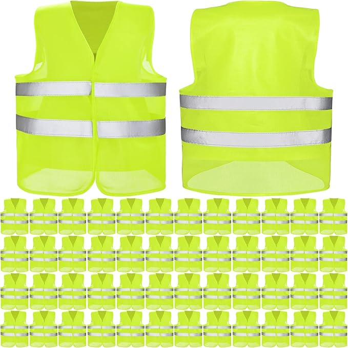 JaGely High Visibility Safety Vest Bulk Reflective Mesh Security Vest for Men Women Work Cycling Runner Neon