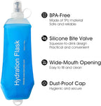 GYGYL Soft Flask, TPU Collapsible Soft Water Bottle for Hydration Pack, Running Vest, Leak-Proof Folding Water Bottle for Hiking Cycling Climbing Jogging-150ml Blue