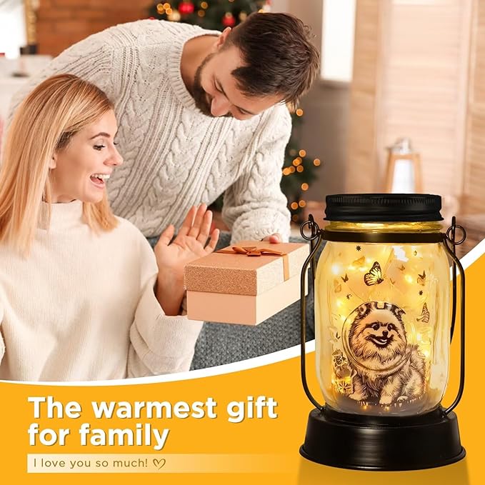 kyoryuger Pomeranian Gifts for Women/Men Pomeranian Solar Lanterns Dog Mom Birthday Dog Lovers Lantern Pet Loss Pet Memorial Lights Solar Garden Decoration for Yard, Patio,Backyard,Porch Torches