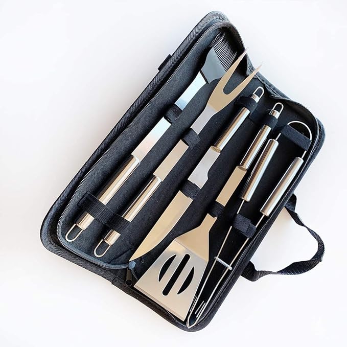 BBQ Grilling Tools Set - Stainless Steel Grilling Accessories with Free Portable Bag. (5PCS)