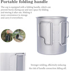 iBasingo 750ml Titanium Pot Camping Mug with Lid Tea Outdoor Ultra-light Coffee Water Cup Portable Hiking Backpacking Cooking Kit Picnic Cooking Kit with Foldable Handle Ti3037D