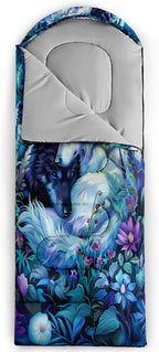 Sleeping Bags for Adults and Kids，3D Printing Camping Sleeping Bag for Girls Boys Lightweight Waterproof Cold/Warm 3-Season，Outdoor Travel with Compression Bags