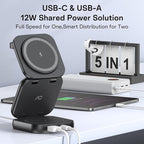 5-in-1 Wireless Charger for MagSafe, AC ISLAND Portable Travel Charging Station, 35W Max Fast Foldable Magnetic Stand, Evolved for iPhone 17-12 & Air Series, Apple Watch, AirPods (with 35W Adapter)