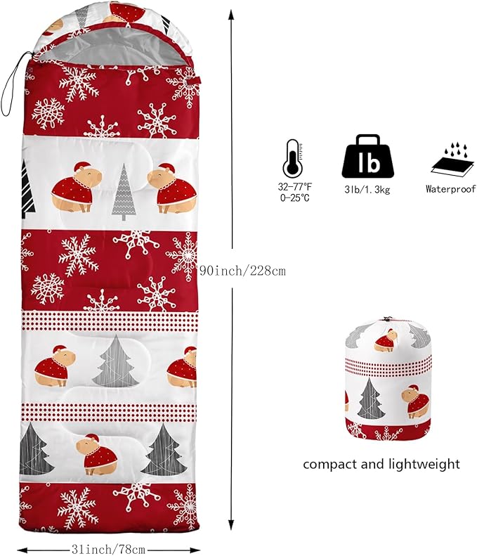 QOOMO Camping Sleeping Bags,3 Season Warm & Cool Weather,Lightweight,Waterproof Sleeping Bags for Adults & Kids,Traveling,and Outdoors,Camping Gear Equipment