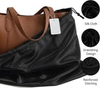 Satin Dust Bags for Purses and Handbags - Purse Storage Organizer with Drawstring, Dustproof Travel Storage Pouches for Handbags, Shoes, Boots & Clothes (2 Pack 15.7"x19.7", 2 Pack 19.7"x23.6", Black)