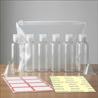6 Pack Travel Bottles - Travel Containers for Toiletries - TSA Approved Size - Refillable Empty Plastic Bottles with 2 Labels, Funnels & Carry Bag - For Shampoo, Lotion, Conditioner, Sanitizer - 3.4oz
