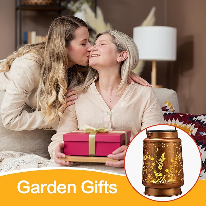 Cats Hummingbird Solar Lanterns Outdoor Waterproof Garden Decor Mothers Day Gifts for Mom Women Birthday Gifts Ideas Metal Bird Decorative LED for Patio Landscape Walkway Terrace Balcony Lawn Yard