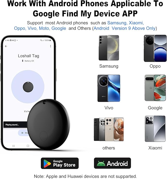 Air Tag for Android Air Tags-4 Pack Android（NOT for iOS） Bluetooth Tracker for Android Smart Tracking Tag for Google Find Hub Device App. Finder for Suitcase, Backpack, Purse,Keys, Luggage,etc