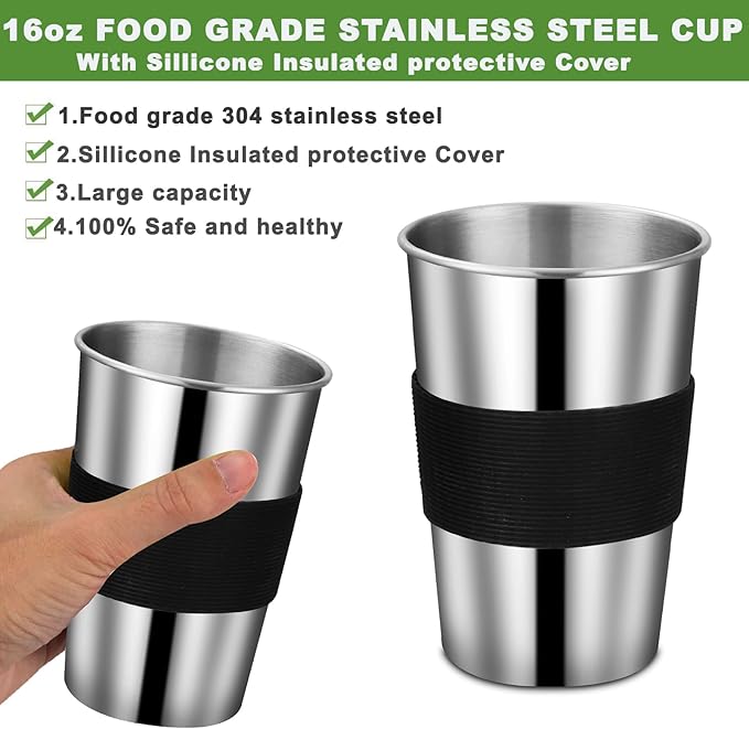 Camping Cookware Mess Kit, Stainless Steel Camping Cooking Set, Backpacking Cooking Set Backpacking Gear with Mini Stove for Camping,Backpacking,Picnic, Hiking