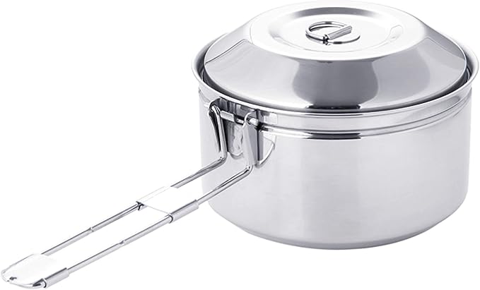 Fire-Maple Antarcti 1.0 Liter Stainless Steel Camping Bowls with Locking Lid, Camping Cook Pot Folding Handle